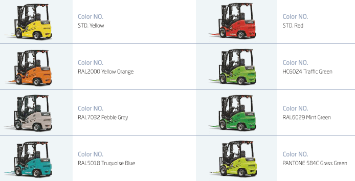 Hangcha 4 wheel electric forklifts available colours